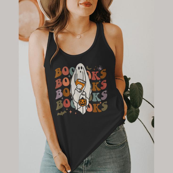 Booooks Ghost Halloween Groovy Vintage Teacher Book Reading Flowy Tank, funny design Booooks Ghost Halloween Groovy Vintage Teacher Book Reading Flowy Tank, funny design