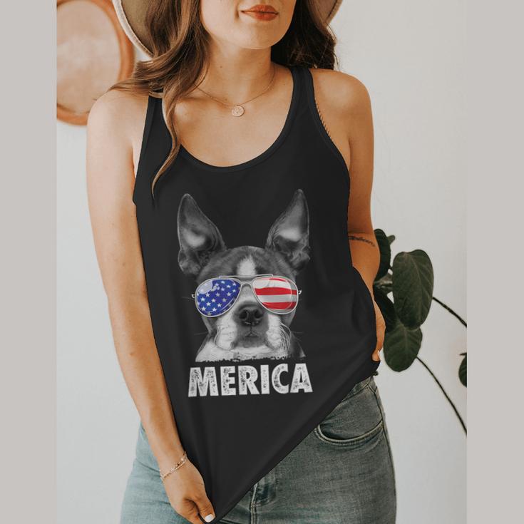 Boston Terrier 4th Of July Merica Men Women USA Flag Vintage Flowy Tank, funny design