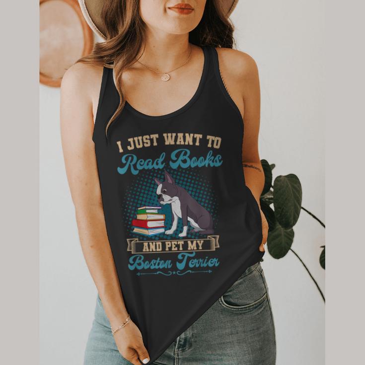 Boston Terrier American Gentleman Bibliophile Book Lover Flowy Tank, funny design
