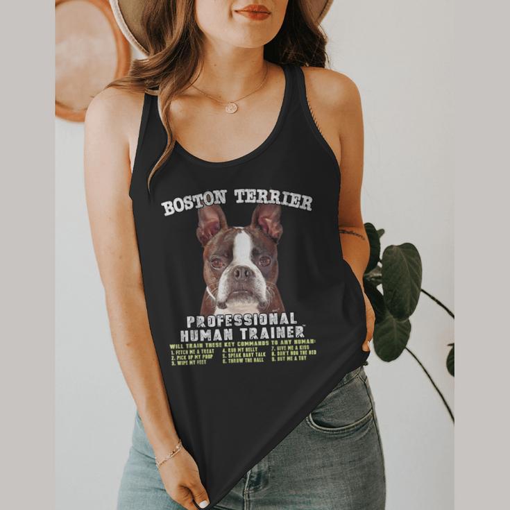 Boston Terrier Brindle Dog Professional Human Trainer Flowy Tank, funny design