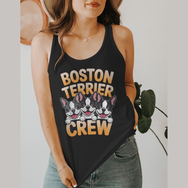 Boston Terrier Crew Cartoon For Dog Owner Pet Boston Terrier Flowy Tank, funny design