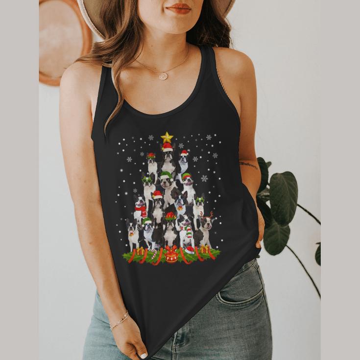 Boston Terrier Dog Christmas Tree Santa Hat Xmas Pajama Men Women Kids Flowy Tank, funny design