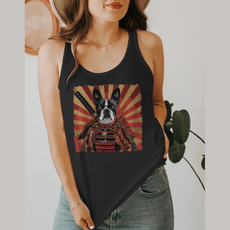 Boston Terrier Dog Japanese Art Samurai Ukiyo-e Flowy Tank, funny design