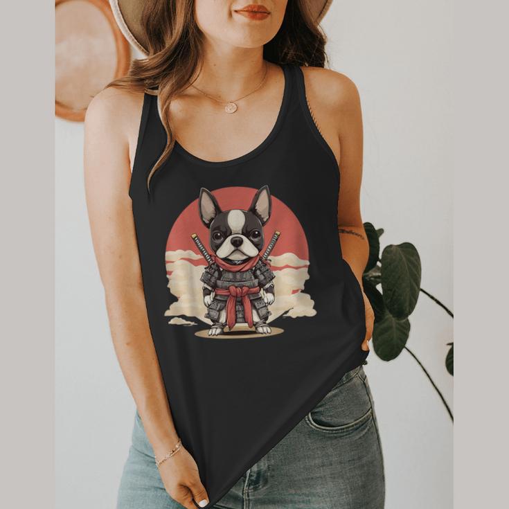 Boston Terrier Dog Japanese Style Samurai Dogs Flowy Tank, funny design