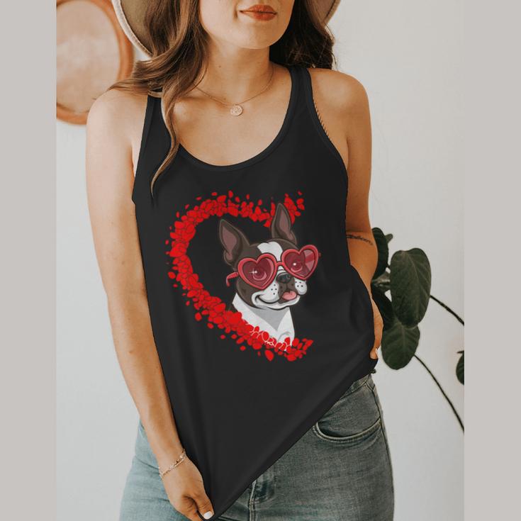 Boston Terrier Dog Mom Dad Valentine’s Day Pet Lover For Men Women Kids Flowy Tank, funny design