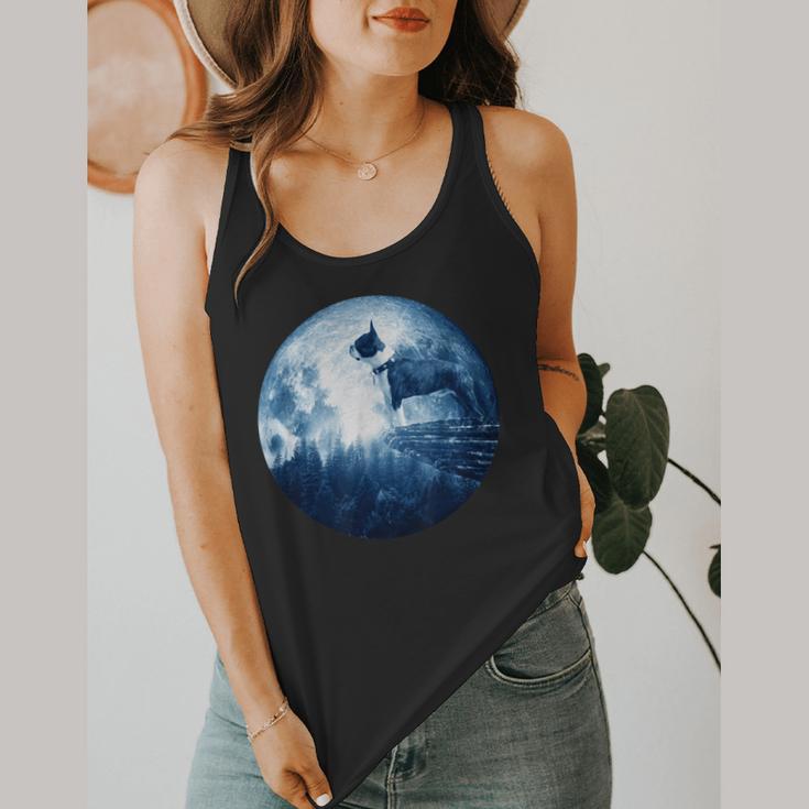 Boston Terrier Dog Moon Dog Mom Dad Women Men Dog Lovers Flowy Tank, funny design