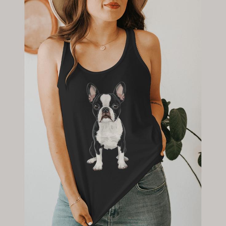 Boston Terrier Dog Motif Pet Art Boston Terrier For Men Women Kids Flowy Tank, funny design