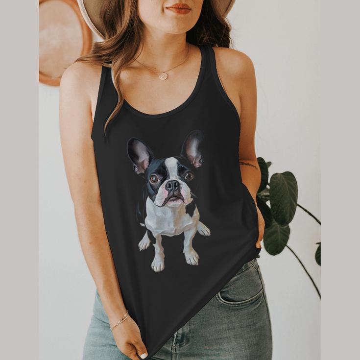 Boston Terrier Dog Motif Pet Art Boston Terrier Men Women Kids Flowy Tank, funny design