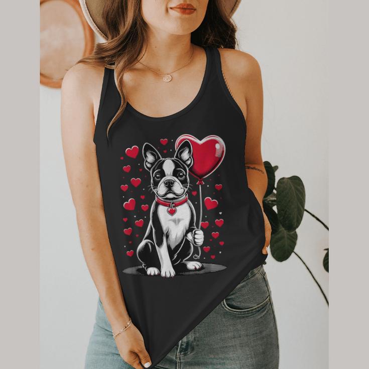 Boston Terrier Dog Valentine's Day Dog Owner Valentine Flowy Tank, funny design
