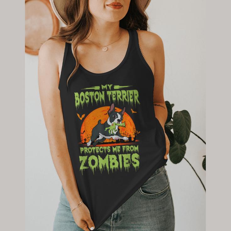 Boston Terrier Halloween Zombie American Gentleman Dog Lover Flowy Tank, funny design