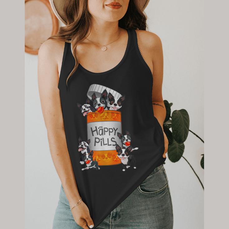 Boston Terrier Happy Pills T-Shirt Flowy Tank, funny design
