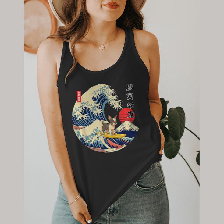 Boston Terrier Japanese Kanagawa Wave Surf Loyal Dog Men Women Kids Flowy Tank, funny design