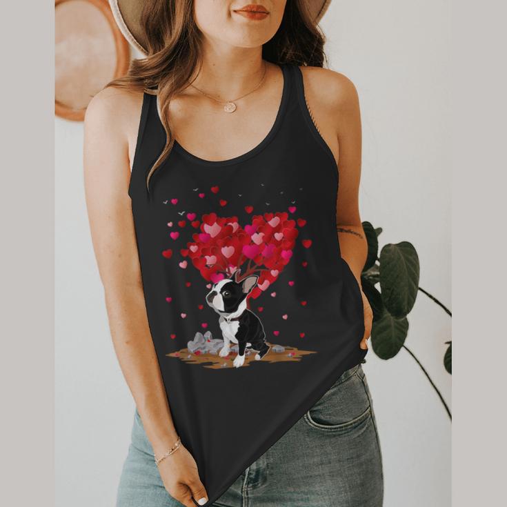 Boston Terrier Lover Heart Shape Boston Terrier Valentine Flowy Tank, funny design