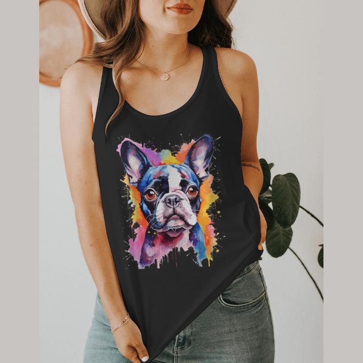 Boston Terrier Lover Pop Art Color Boston Terrier Dog For Men Women Girls Kids Flowy Tank, funny design