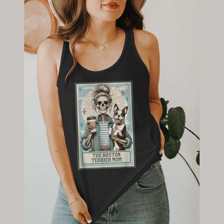 The Boston Terrier Mom Skeleton Spooky Season Halloween Flowy Tank, funny design