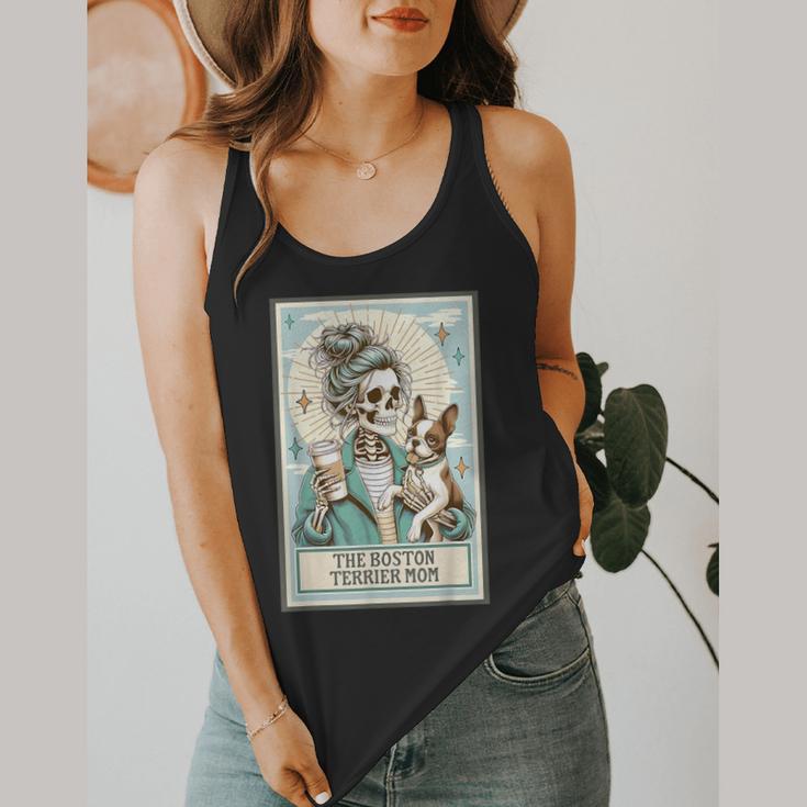 Boston Terrier Mom Skeleton Tarot Card Witch Vibes Dog Mom Flowy Tank, funny design