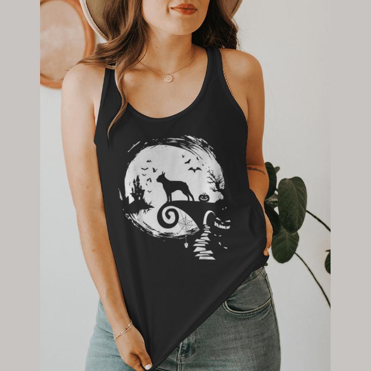 Boston Terrier And Moon Halloween Costume Dog Lover Flowy Tank, funny design