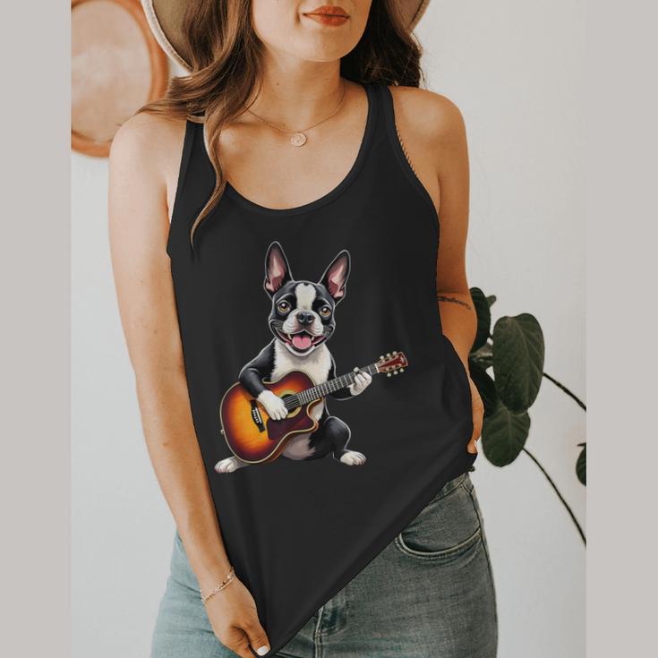 Boston Terrier Playing Guitar Boston Terrier Flowy Tank, funny design