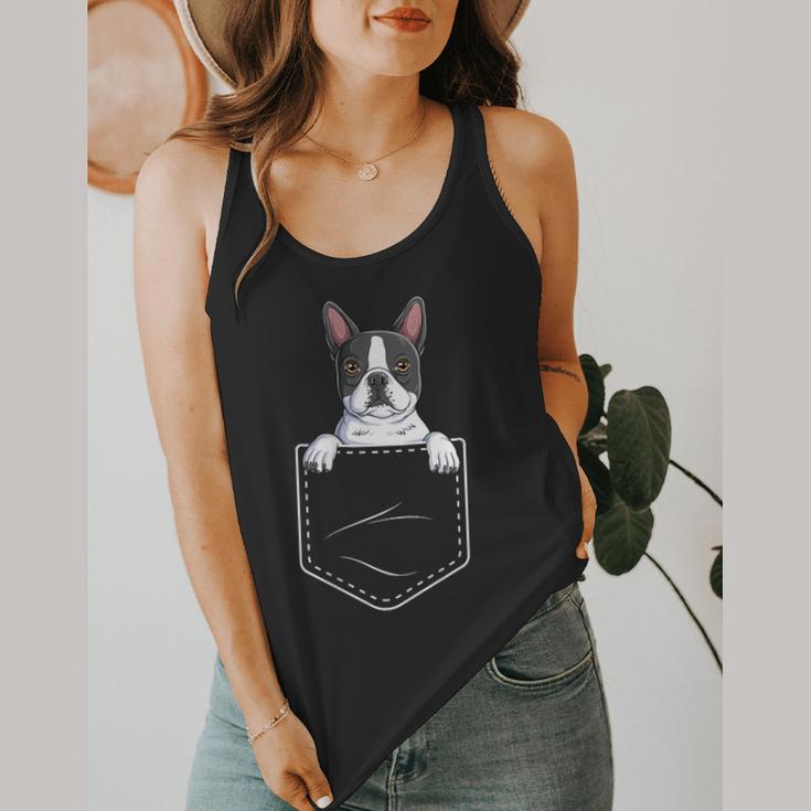Boston Terrier In The Pocket Cute Boston Terrier Dog Lovers For Men Women Girls Kids Flowy Tank, funny design