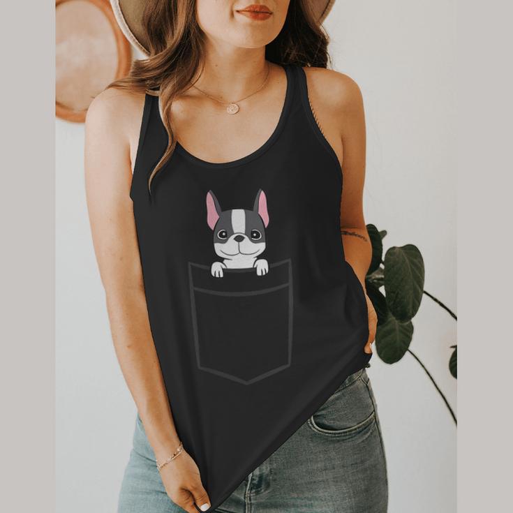 Boston Terrier In The Pocket Cute Boston Terrier Dog For Men Women Girls Kids Flowy Tank, funny design