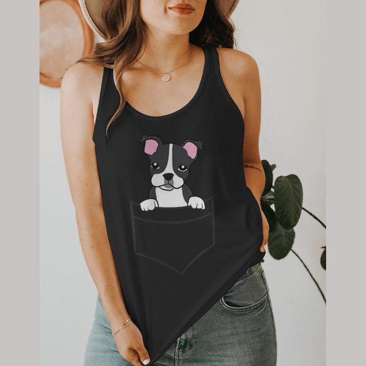 Boston Terrier In The Pocket Cute Pocket Boston Terrier Flowy Tank, funny design