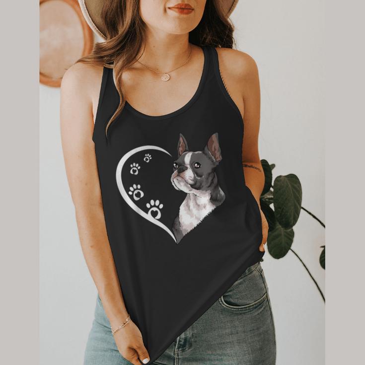 Boston Terrier Shirts For Women Girls Kids Heart Cute Flowy Tank, funny design