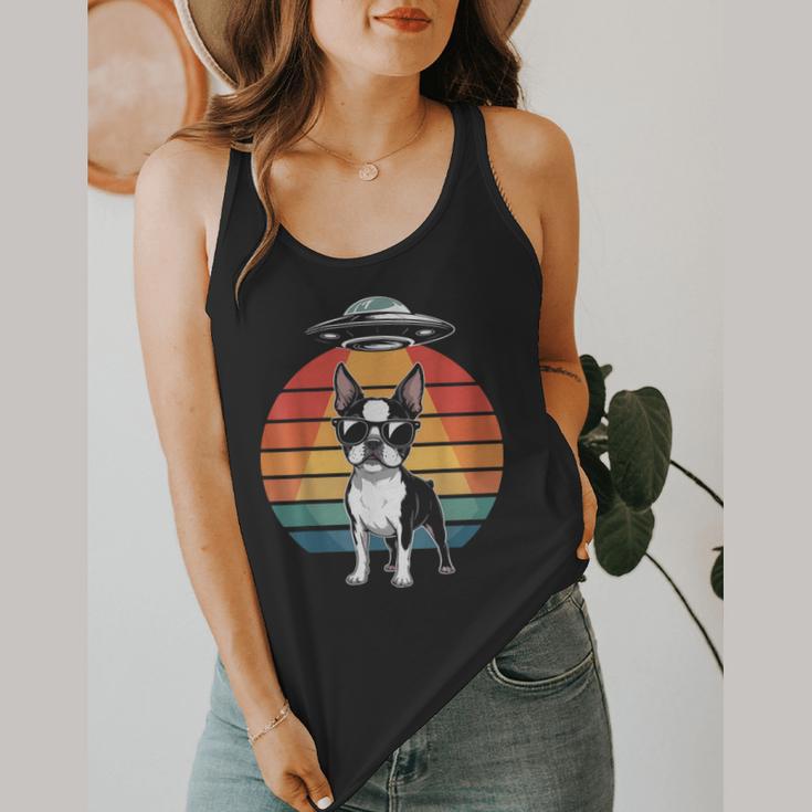 Boston Terrier UFO Alien Boston Terrier Dog Mom Dad Flowy Tank, funny design