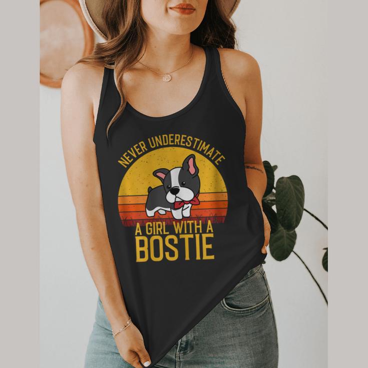 Boston Terrier Never Underestimate a Girl With a Bostie Flowy Tank, funny design