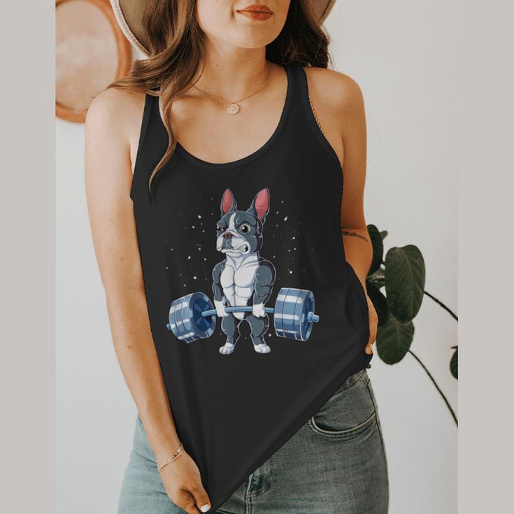 Boston Terrier Weightlifting Deadlift Men Fitness Gym Flowy Tank, funny design