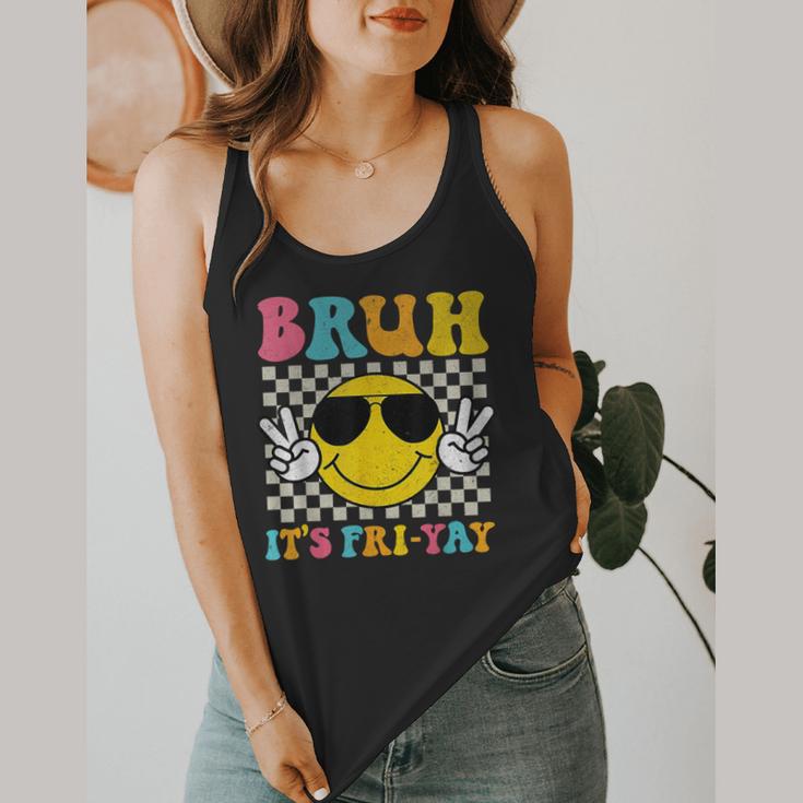 Bruh It's Fri-Yay Friday Weekend Smile Face Teacher Student Flowy Tank, funny design
