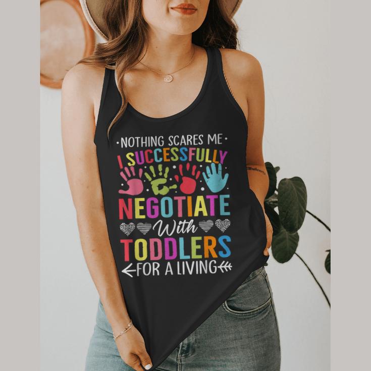 Childcare Teacher Negotiate With Toddlers Daycare Provider Men Women Girls Kids Flowy Tank, funny design