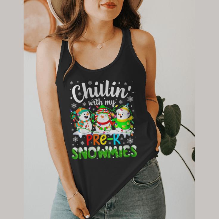 Chillin With My Pre-K Snowmies Christmas Teacher Xmas Flowy Tank, funny design Chillin With My Pre-K Snowmies Christmas Teacher Xmas Flowy Tank, funny design