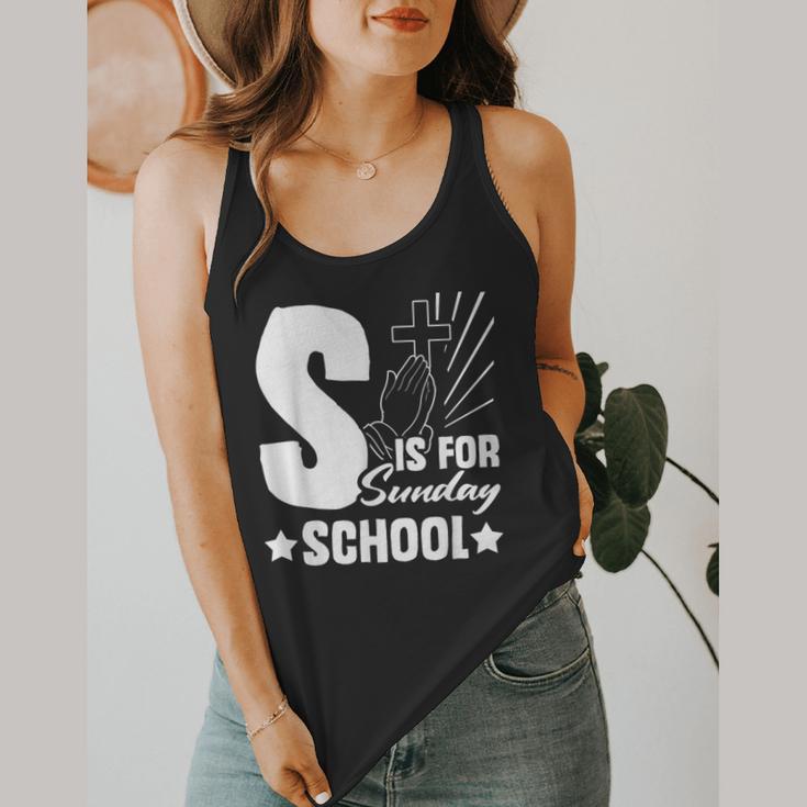 Christian Teacher S Is For Sunday School Essentials Flowy Tank, funny design Christian Teacher S Is For Sunday School Essentials Flowy Tank, funny design