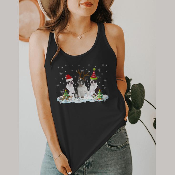 Christmas Boston Terrier Santa Dog Lover Flowy Tank, funny design