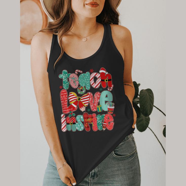 Christmas Coquette Bow Teacher Teach Love Inspire Flowy Tank, funny design