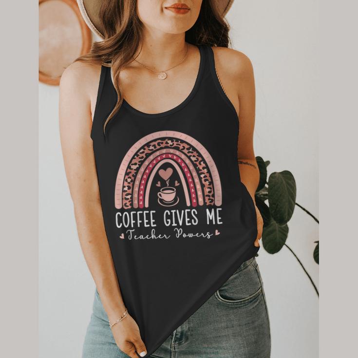 Coffee Gives Me Teacher Powers Leopard Rainbow Teacher Flowy Tank, funny design Coffee Gives Me Teacher Powers Leopard Rainbow Teacher Flowy Tank, funny design