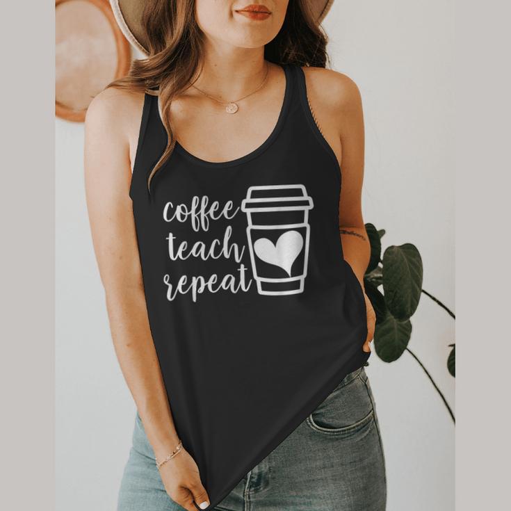 Coffee Teach Repeat Women's Misses Plus Size Teacher Flowy Tank, funny design