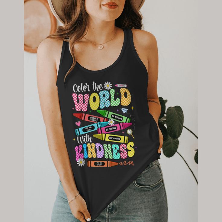 Color The World With Kindness Teacher Back To School Flowy Tank, funny design Color The World With Kindness Teacher Back To School Flowy Tank, funny design