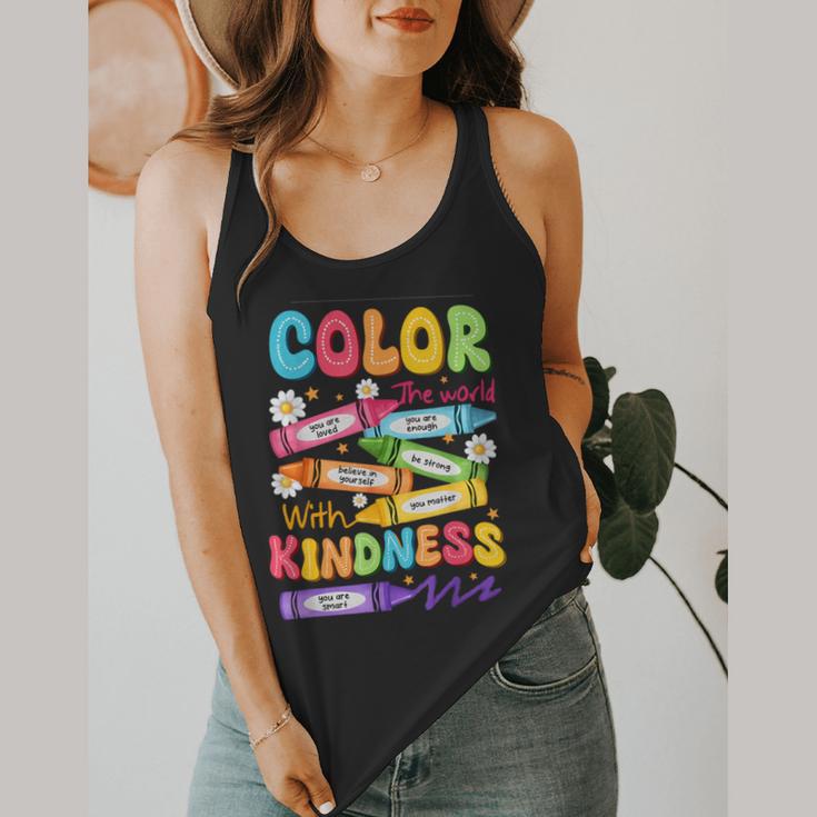 Color The World With Kindness Teachers Back To School Flowy Tank, funny design
