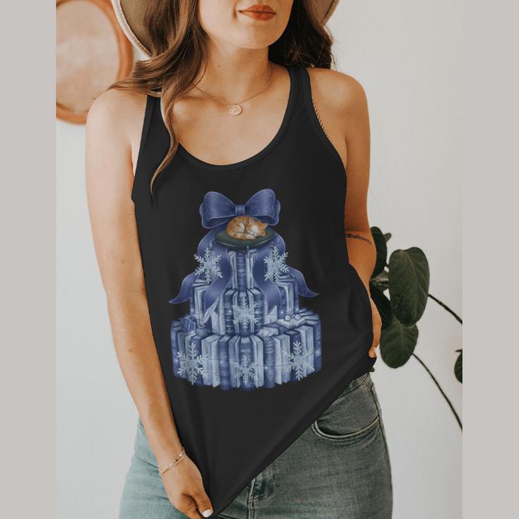 Coquette Bow Book Tree Merry Christmas Xmas Teacher Holiday Flowy Tank, funny design Coquette Bow Book Tree Merry Christmas Xmas Teacher Holiday Flowy Tank, funny design