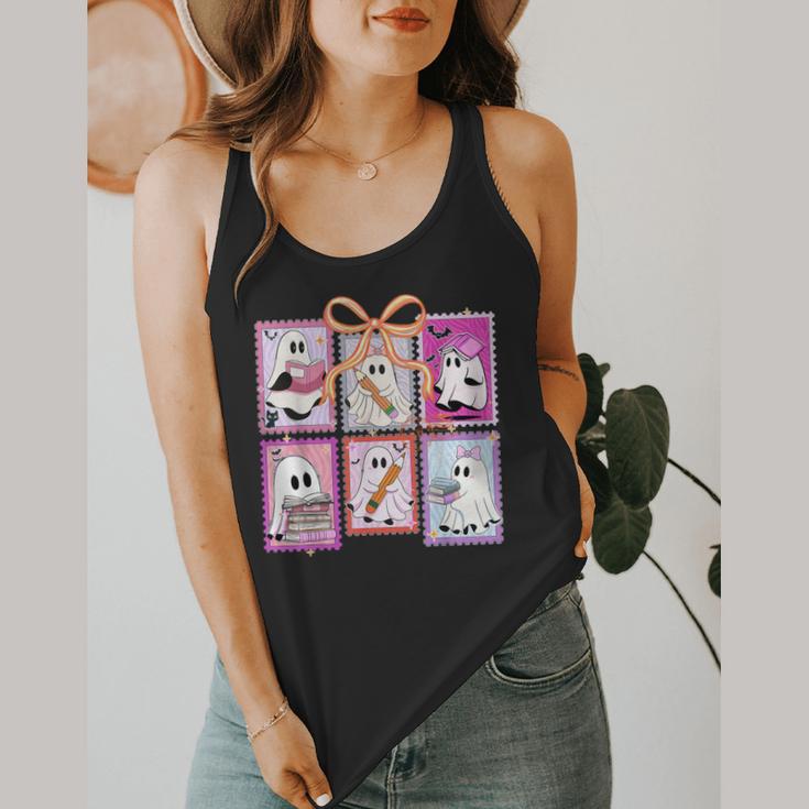 Coquette Bow Spooky Teacher Ghost Halloween Trick Or Teach Flowy Tank, funny design Coquette Bow Spooky Teacher Ghost Halloween Trick Or Teach Flowy Tank, funny design