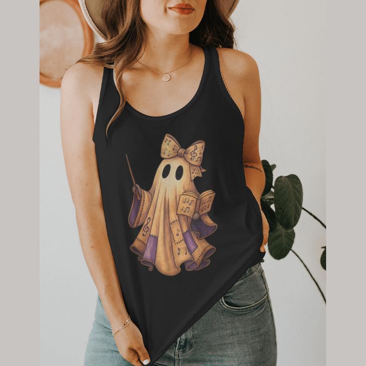 Coquette Music Note Patchwork Ghost Music Teacher Halloween Flowy Tank, funny design