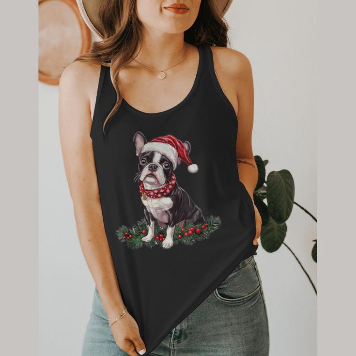Cute Boston Terrier Dog Christmas Merry X-Mas Graphic Flowy Tank, funny design