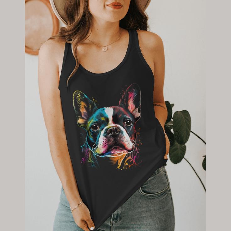 Cute Boston Terrier Puppy Dog Art Lover Unique Painting For Men Women Kids Flowy Tank, funny design