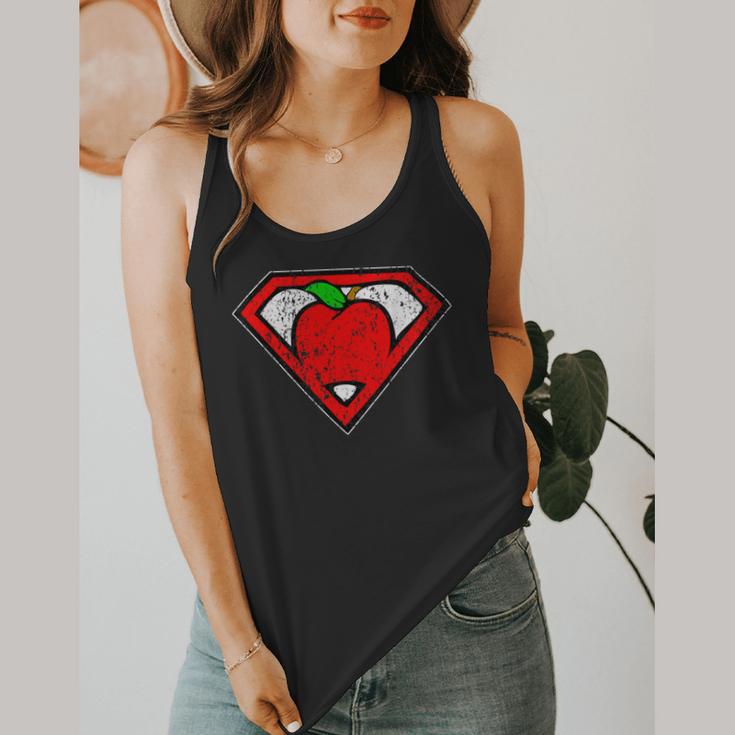 Cute Distressed Super Teacher Superhero Apple Shirt Flowy Tank, funny design Cute Distressed Super Teacher Superhero Apple Shirt Flowy Tank, funny design