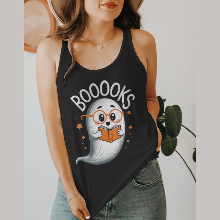 Cute Ghost Book Reading Halloween Teacher Flowy Tank, funny design Cute Ghost Book Reading Halloween Teacher Flowy Tank, funny design