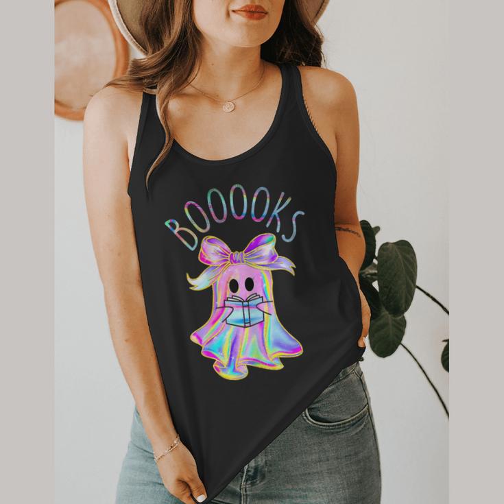 Cute Ghost Book Reading Halloween Teacher Top Girls Women Flowy Tank, funny design