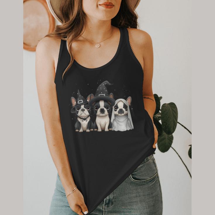 Cute Halloween Boston Terrier Dogs Witch Hat Ghost Dog For Men Women Kids Flowy Tank, funny design