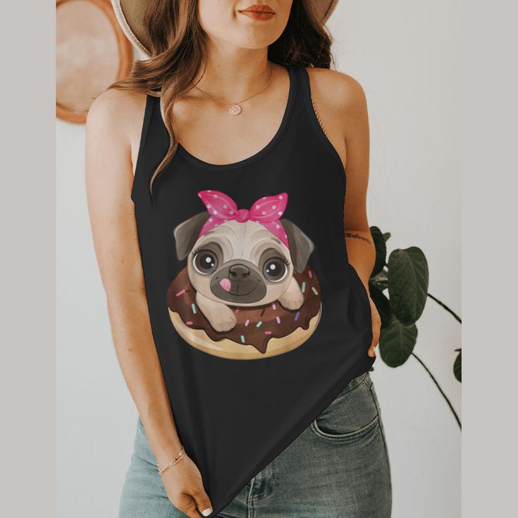 Cute Pug Shirt Donut Girls Dog Flowy Tank, funny design
