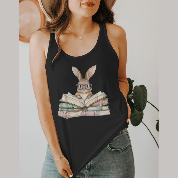 Cute Reading Bunny Glasses Books Bookworm Reader Teacher Flowy Tank, funny design Cute Reading Bunny Glasses Books Bookworm Reader Teacher Flowy Tank, funny design